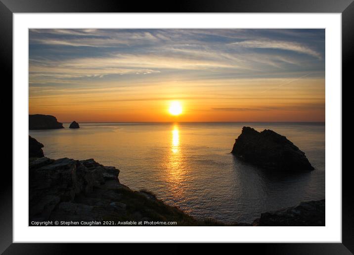 Sunset at Boscastle, Cornwall Framed Mounted Print by Stephen Coughlan