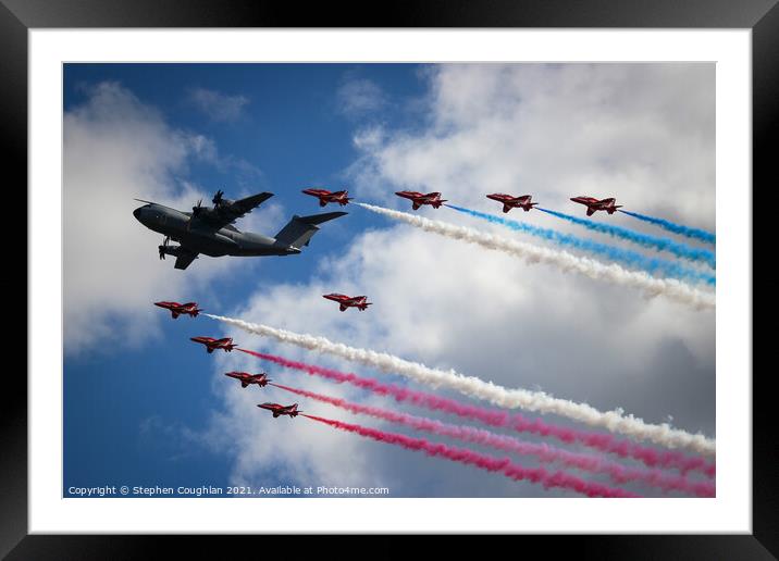 Airbus A400M & RAF Red Arrows Framed Mounted Print by Stephen Coughlan