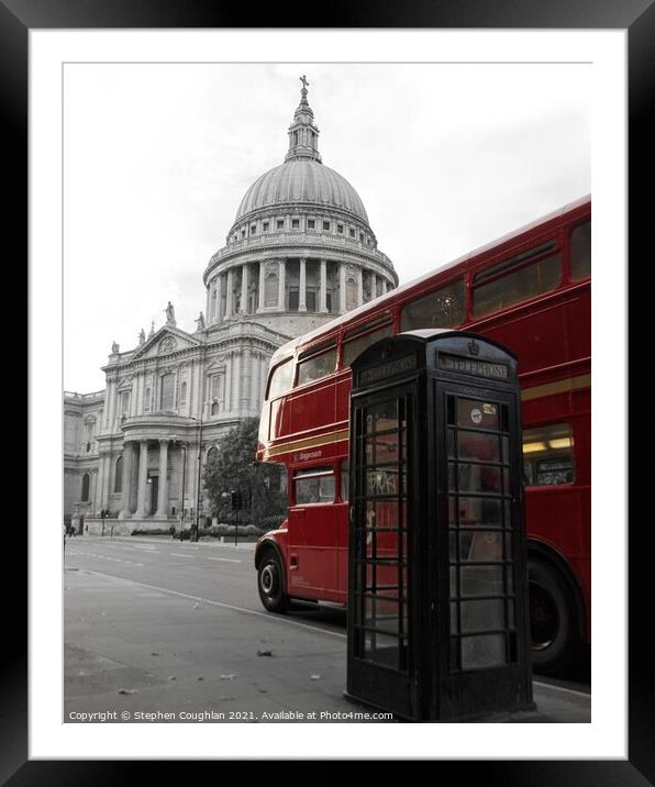 St Pauls Cathedral with Routemaster Bus (Colour Splash) Framed Mounted Print by Stephen Coughlan