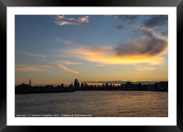 Beautiful sky over London from Canary Wharf Framed Mounted Print by Stephen Coughlan