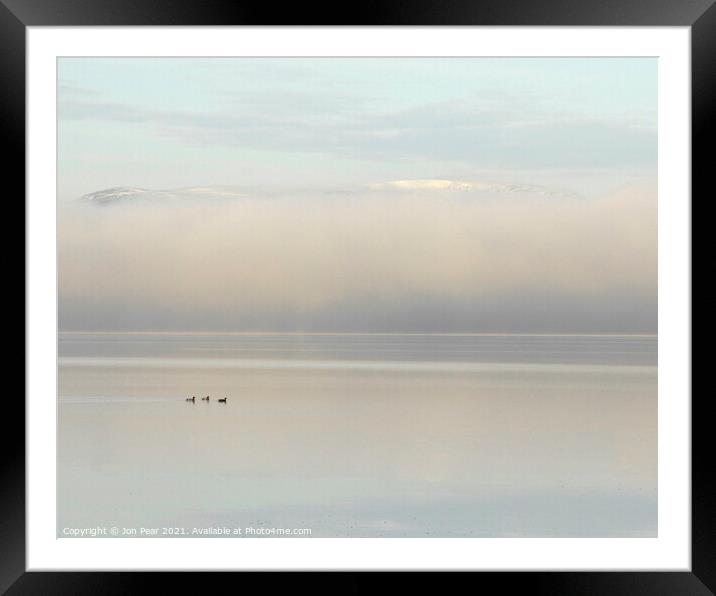 Pochards in the Mist  Framed Mounted Print by Jon Pear
