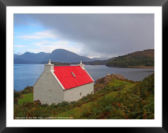 Red Roof & Sheep. Framed Mounted Print by Jon Pear