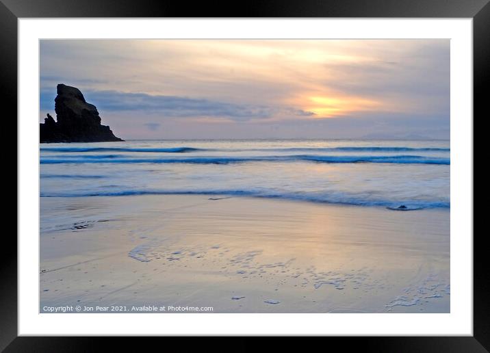 Talisker Rock @ Sunset Framed Mounted Print by Jon Pear