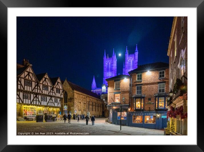 Lincoln Cathedral Quarter Framed Mounted Print by Jon Pear