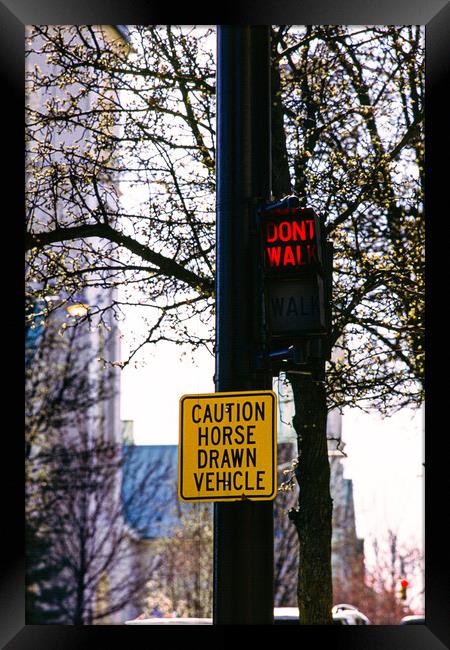 Caution Horse Drawn Vehicles Framed Print by Gerry Walden LRPS