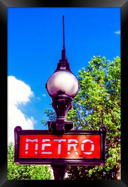 Iconic Metro sign in Paris Framed Print by Gerry Walden LRPS
