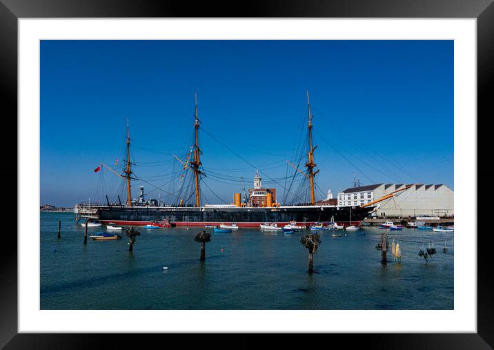 HMS Warrior Framed Mounted Print by Gerry Walden LRPS