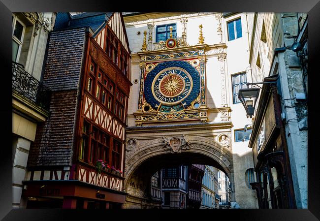 Gros Horloge Framed Print by Gerry Walden LRPS