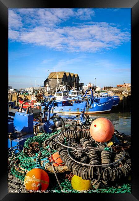 Whitstable Harbour Boats  Framed Print by Simon Connellan