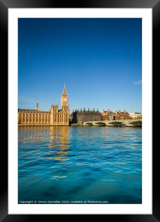 Reflections on Westminster, London Framed Mounted Print by Simon Connellan
