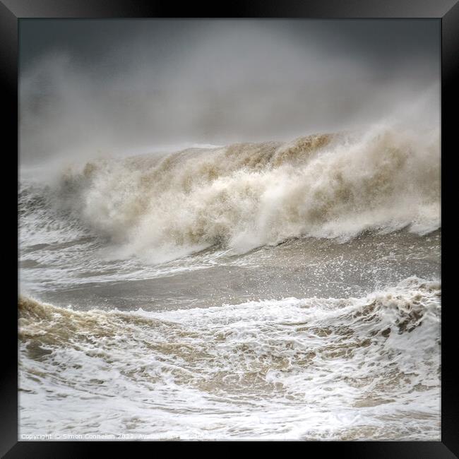 Stormy Waves, Llantwit Major Framed Print by Simon Connellan