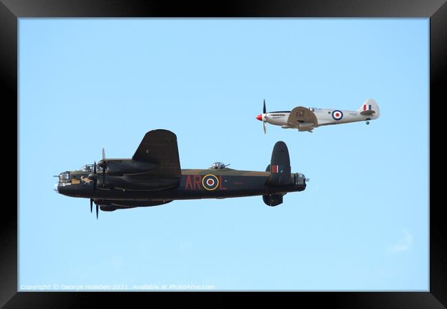 Lancaster Bomber and Spitfire Framed Print by Denley Dezign