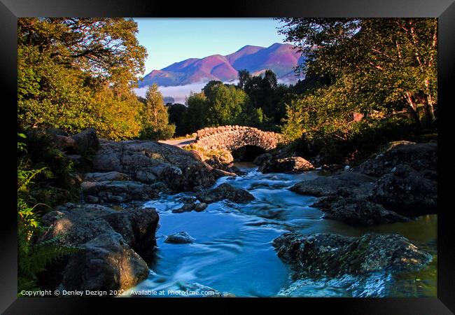 Ashness Bridge on a Misty Autumn Morning Framed Print by Denley Dezign