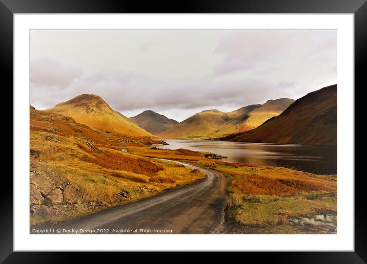 Wastwater, looking to great gable and scafell pike Framed Mounted Print by Denley Dezign