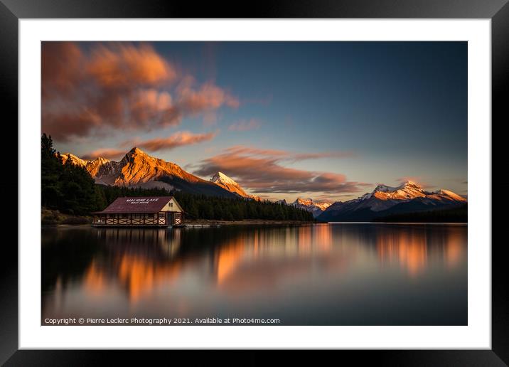 Dramatic Sunset at Maligne Lake Framed Mounted Print by Pierre Leclerc Photography
