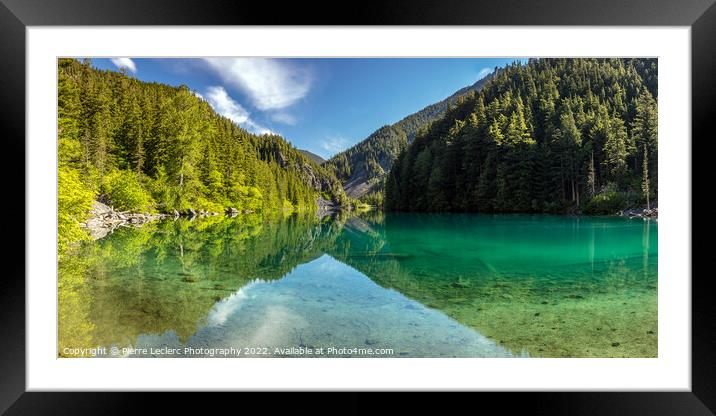 Panoramic view of Glacier fed Turquoise Lake Framed Mounted Print by Pierre Leclerc Photography