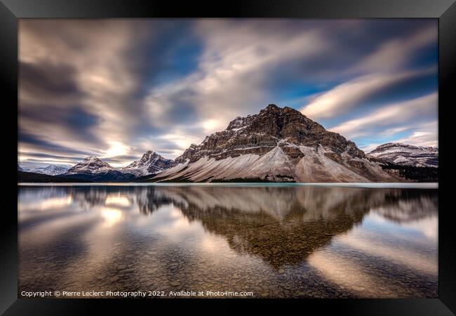 Dramatic Sky and Reflection of Mount Crowfoot at Bow Lake Framed Print by Pierre Leclerc Photography
