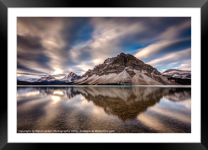 Dramatic Sky and Reflection of Mount Crowfoot at Bow Lake Framed Mounted Print by Pierre Leclerc Photography