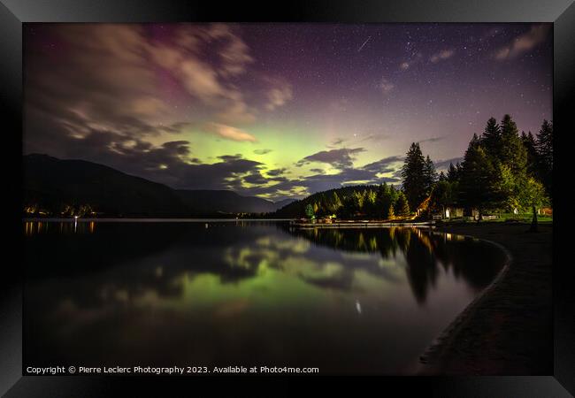 Northern Lights and A Shooting Star In Whistler Framed Print by Pierre Leclerc Photography