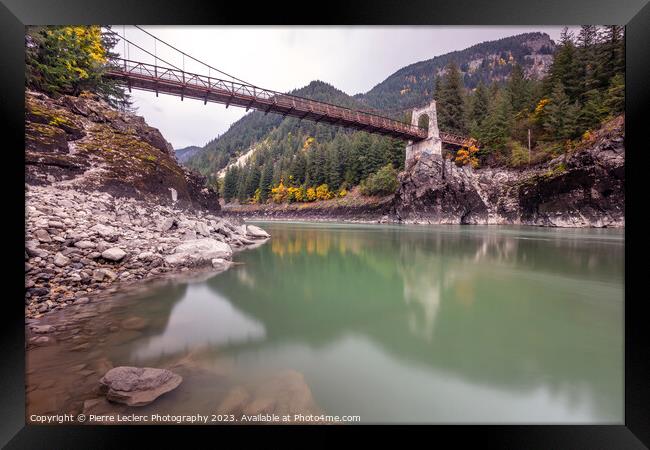 Alexandra Bridge Fraser River Reflection Framed Print by Pierre Leclerc Photography