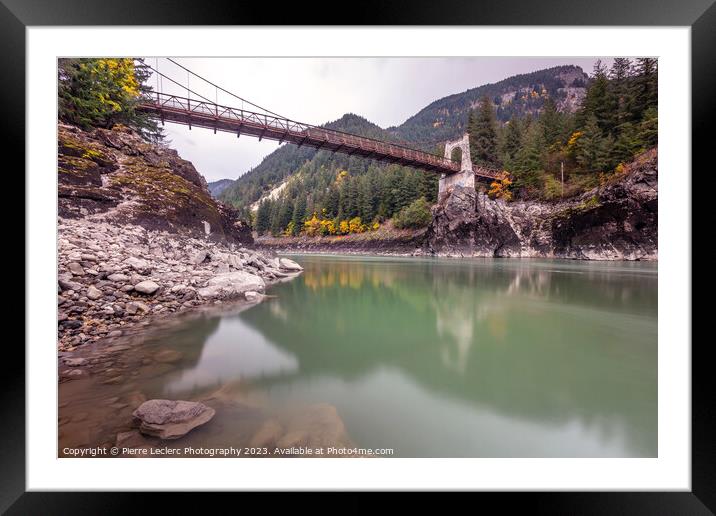 Alexandra Bridge Fraser River Reflection Framed Mounted Print by Pierre Leclerc Photography