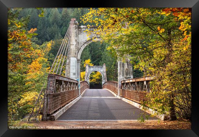 Scenic pedestrian bridge in Autumn Framed Print by Pierre Leclerc Photography
