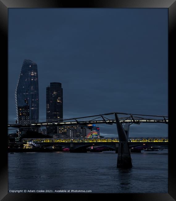 Millenium Bridge | London By Night | Pride Framed Print by Adam Cooke