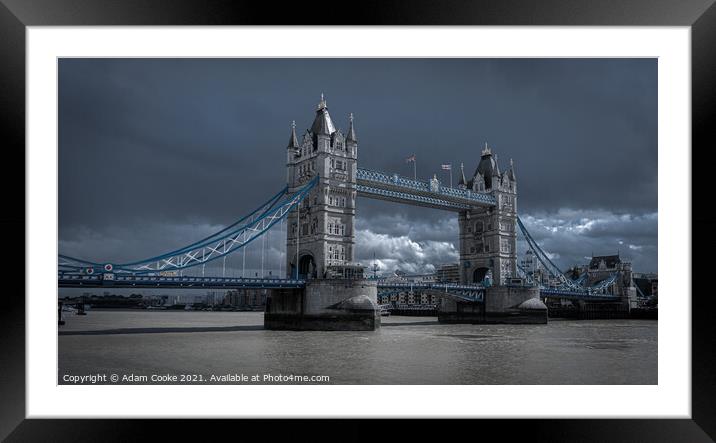 Tower Bridge | London | Overcast Framed Mounted Print by Adam Cooke