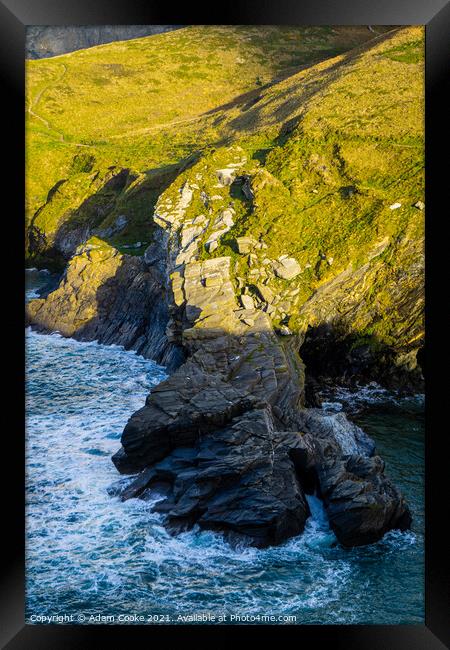 Rocks | Tintagel Castle | Cornwall Framed Print by Adam Cooke