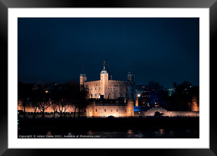 Tower of London | By Night Framed Mounted Print by Adam Cooke