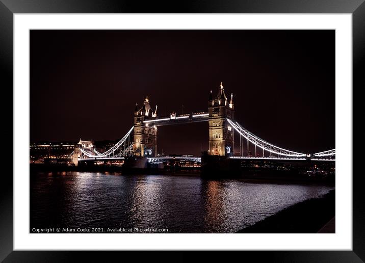Tower Bridge | London | By Night Framed Mounted Print by Adam Cooke