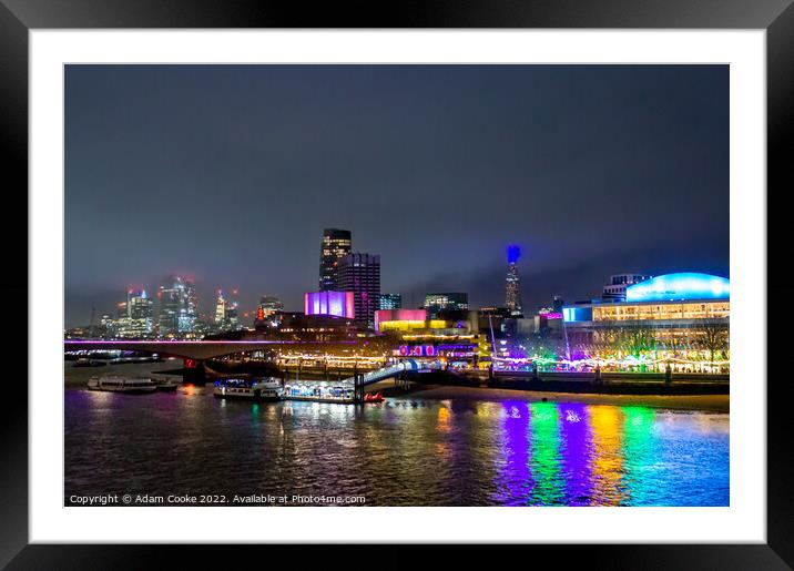 Southbank | London By Night Framed Mounted Print by Adam Cooke
