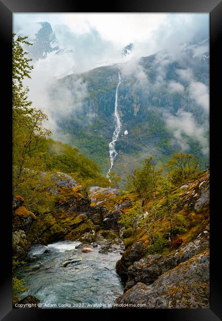 Waterfall | Briksdalsbreen Glacier | Stryn | Olden | Norway Framed Print by Adam Cooke