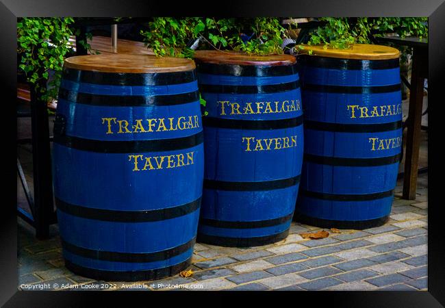 Trafalgar Tavern Barrels Framed Print by Adam Cooke