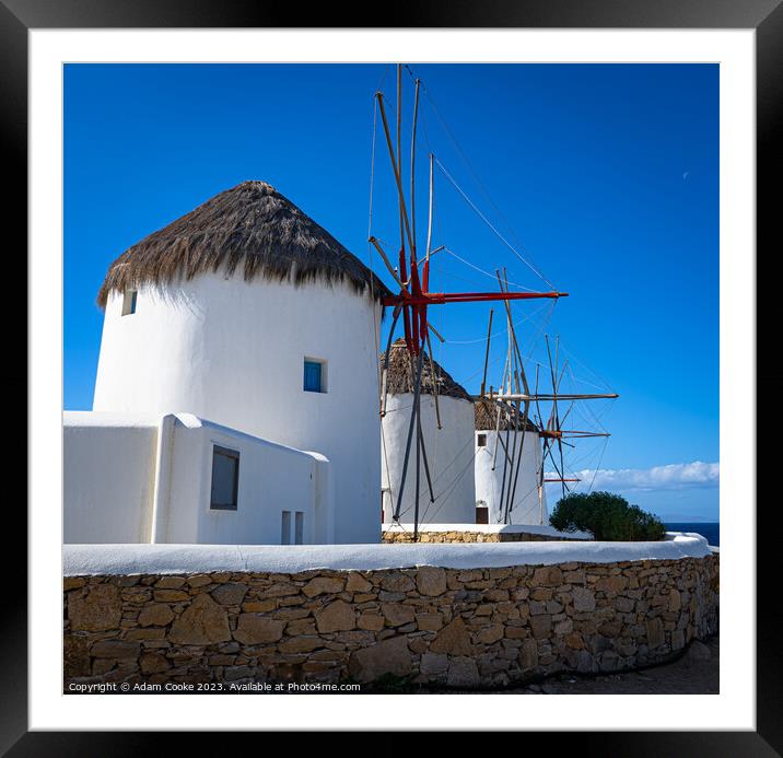 The Windmills of Mykonos | Greece Framed Mounted Print by Adam Cooke
