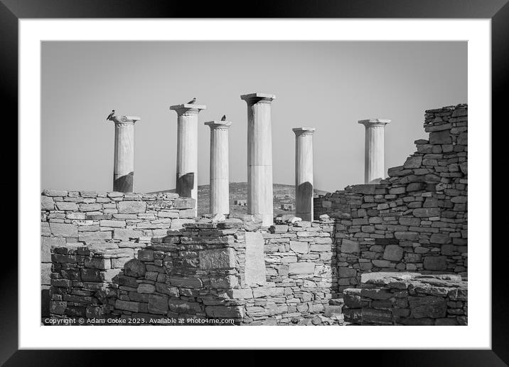 Pillars of Delos | Mykonos | Greece Framed Mounted Print by Adam Cooke