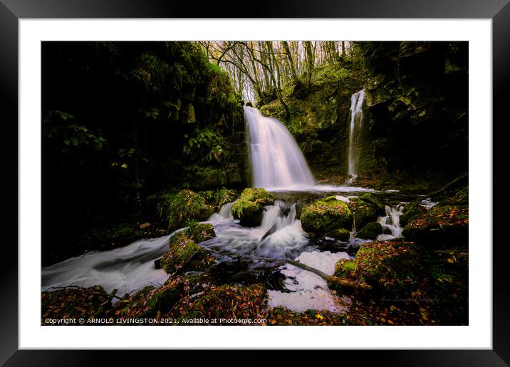 Sloughan Glen waterfall Drumquin Northern Ireland Framed Mounted Print by Arnie Livingston