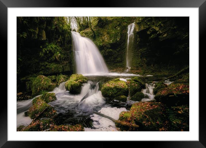 Majestic Sloughan Glen Waterfall Framed Mounted Print by Arnie Livingston