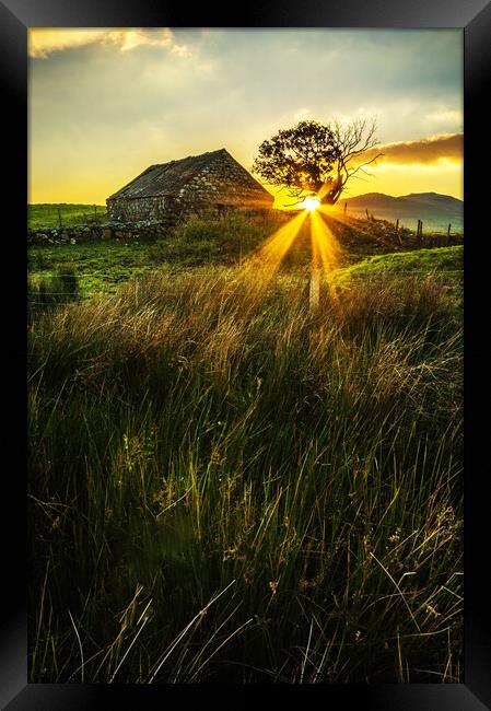 Old Farm Barn Sunset Framed Print by Dafydd Emyr Jones