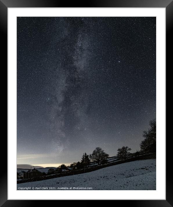 Milky Way above a quiet Swaledale village Framed Mounted Print by Paul Clark