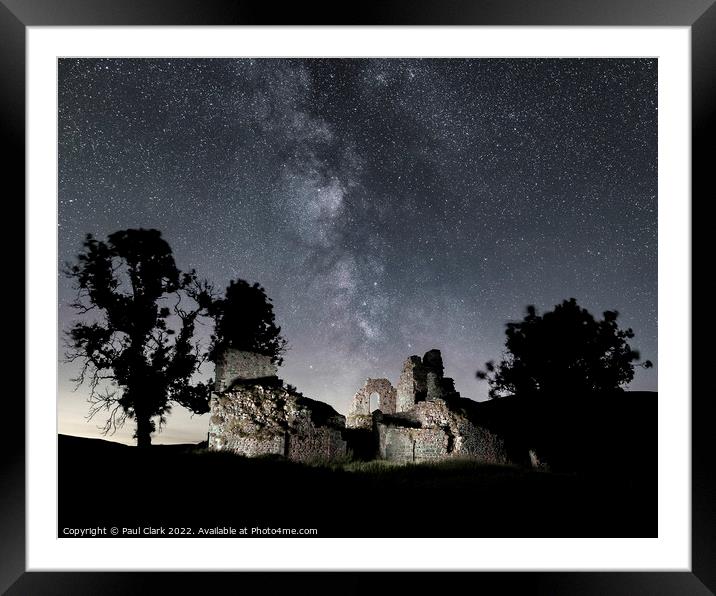 Pendragon Castle under the Milky Way Framed Mounted Print by Paul Clark