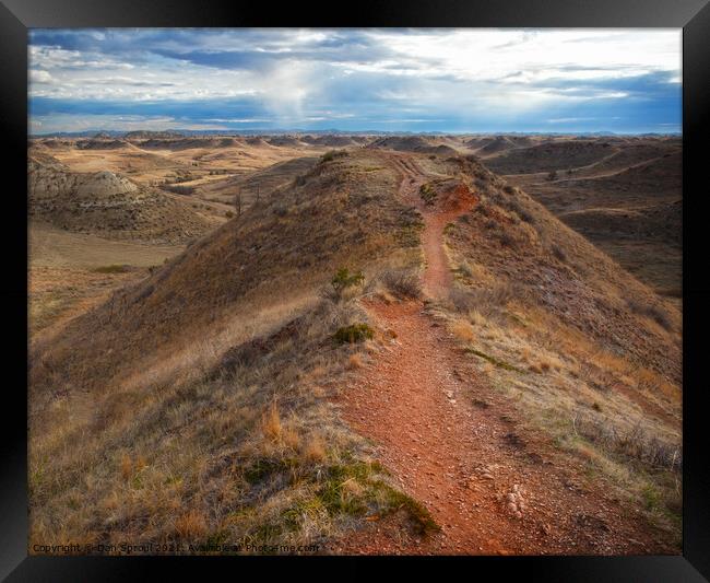 Hiking Trail Through The Badlands Framed Print by Dan Sproul