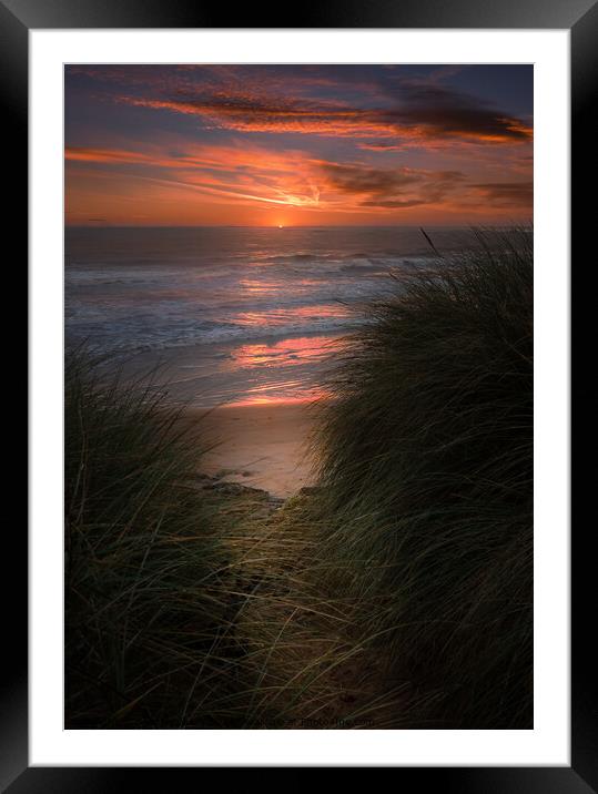 Hauxley Dunes Sunrise Framed Mounted Print by Bear Newbury