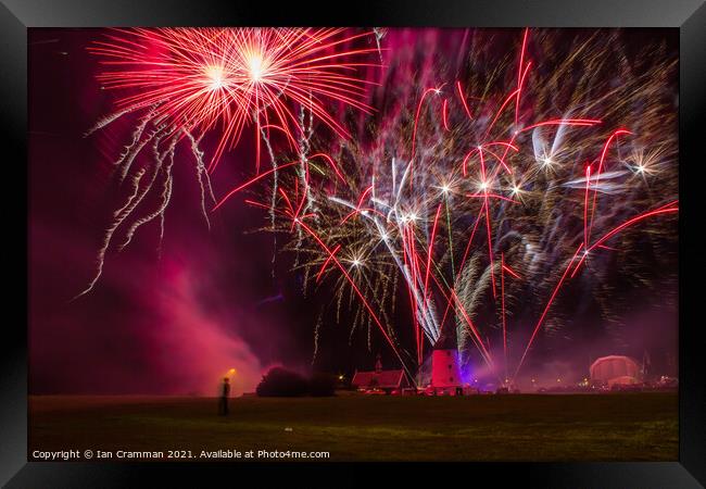 Fireworks over Lytham Windmill Framed Print by Ian Cramman