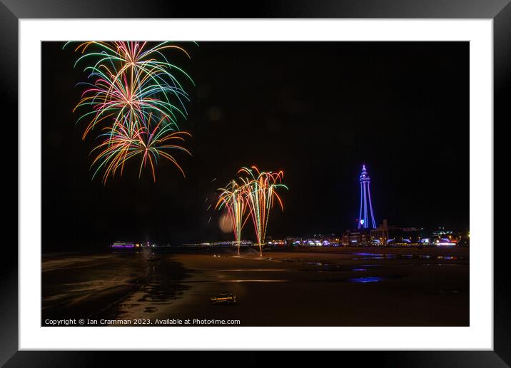 Fireworks over Blackpool Tower Framed Mounted Print by Ian Cramman