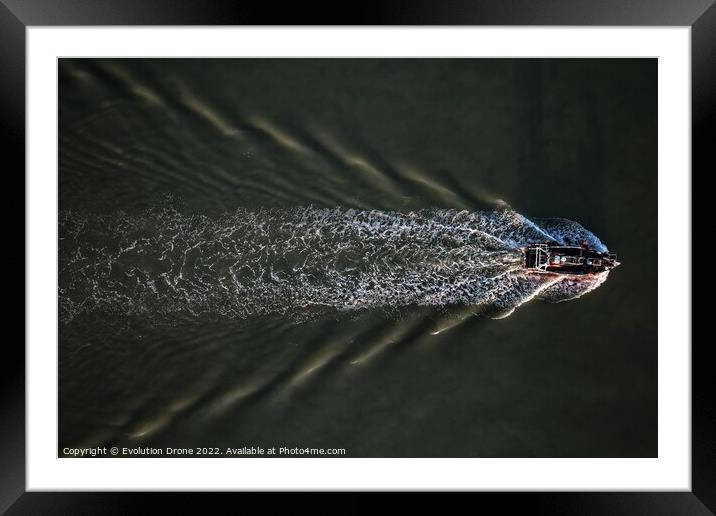 Fisherman's Wake Framed Mounted Print by Evolution Drone