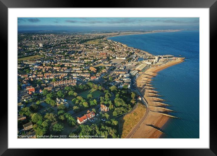 Whitstable Castle to Seasalter Framed Mounted Print by Evolution Drone