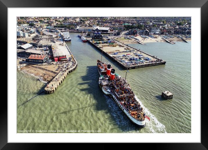 Paddle Steamer Waverley visits Whitstable  Framed Mounted Print by Evolution Drone
