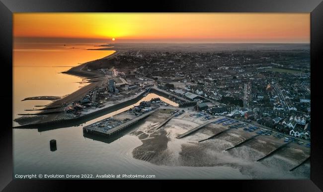 Harbour Sunrise 16:9 Framed Print by Evolution Drone