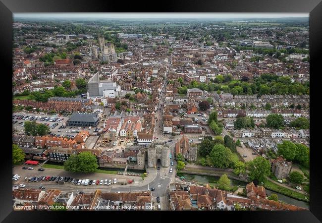 Canterbury from the Westgate  Framed Print by Evolution Drone